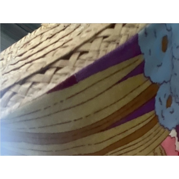 Vintage Straw Sun Hat – Festival Vibes, Floral Band Trippy Pattern - Picture 4 of 13